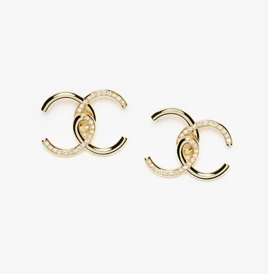 Chanel Crystal Double CC Gold Earrings - photo 3